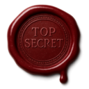 logo top secret en cire rouge