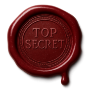 logo top secret en cire rouge